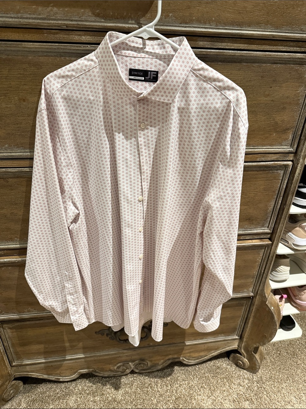 jf j.ferrar Light Pink Micro-Pattern Dress Shirt